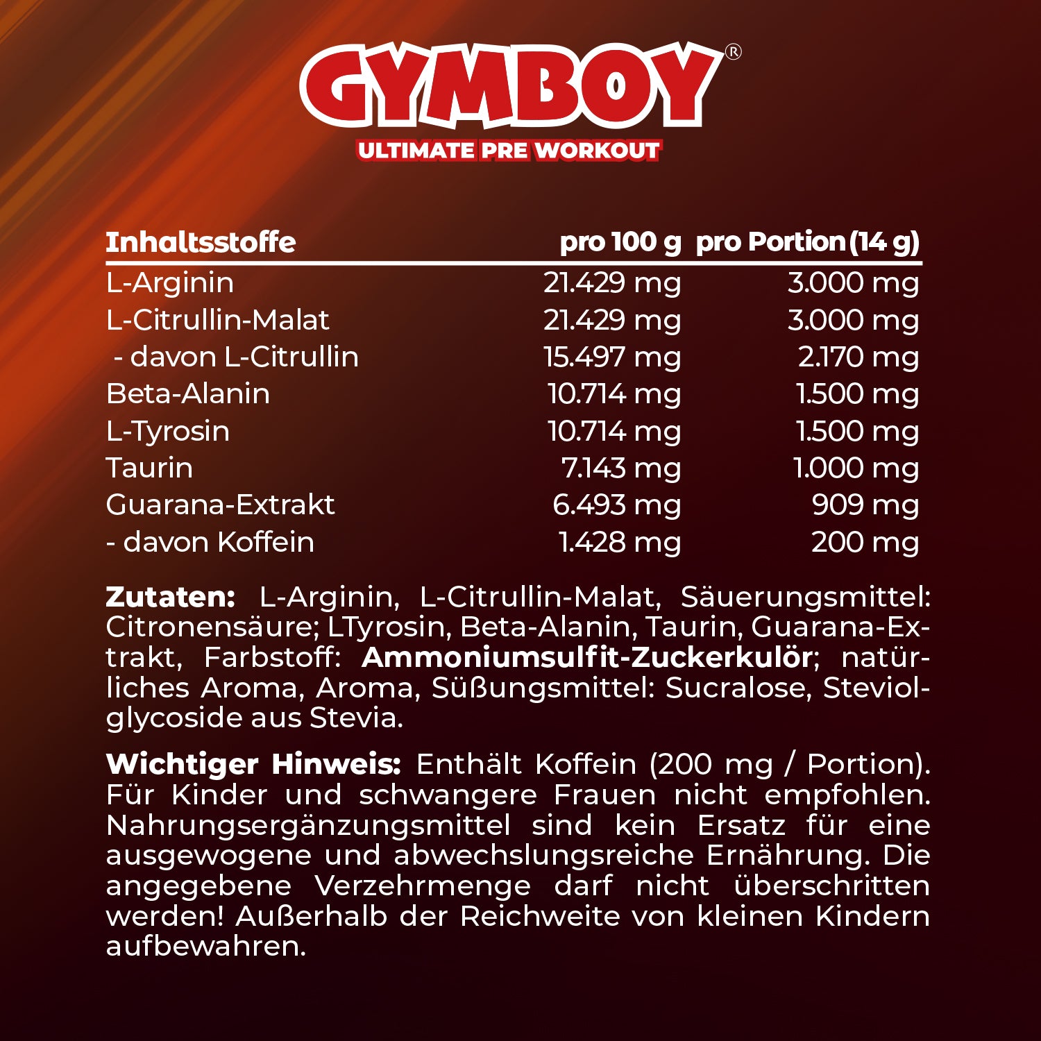 GYMBOY® – Pre Workout Kickass Kola Edition 392 g