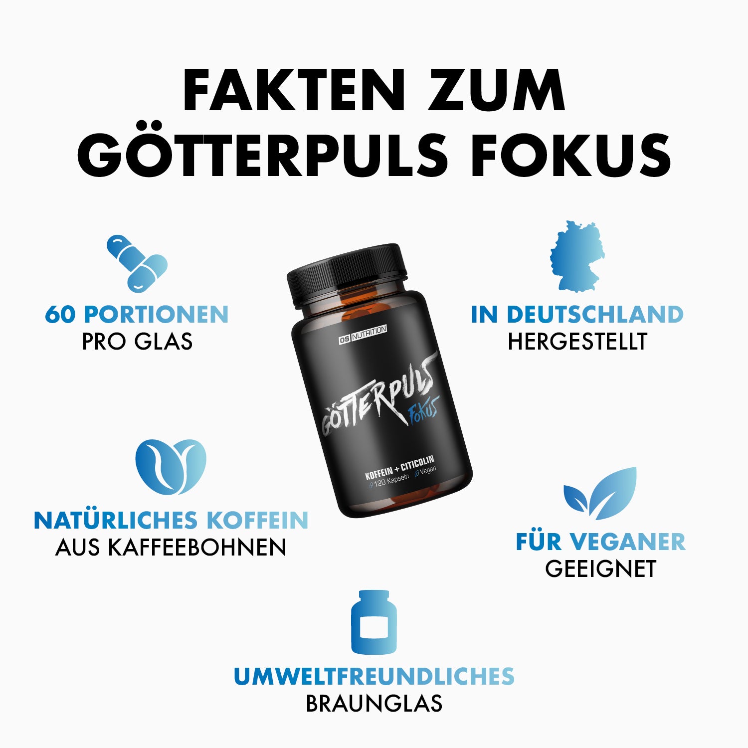 Götterpuls Fokus (Koffein + Citicolin) 120 Kapseln