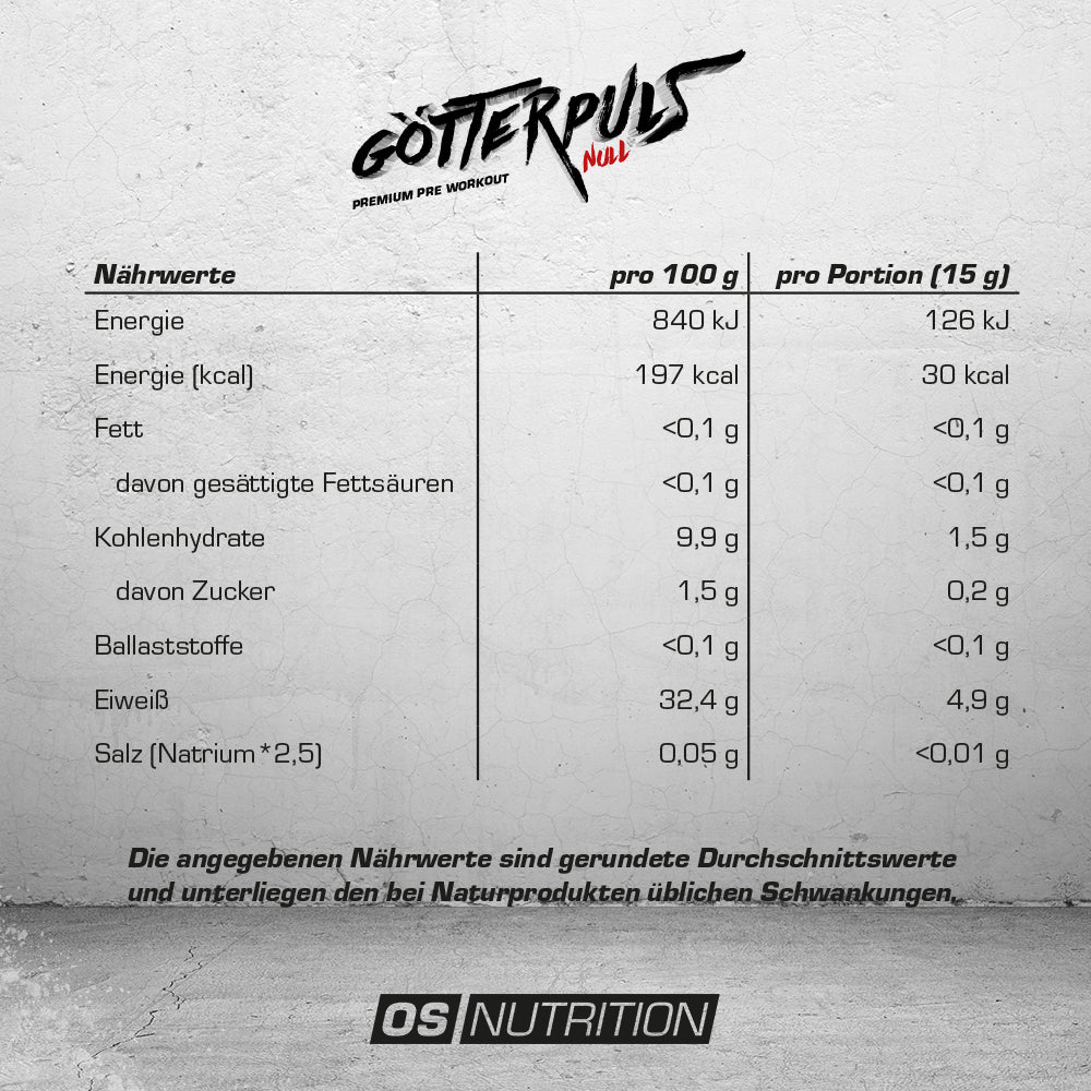 Götterpuls NULL - Premium Pre Workout (koffeinfrei)