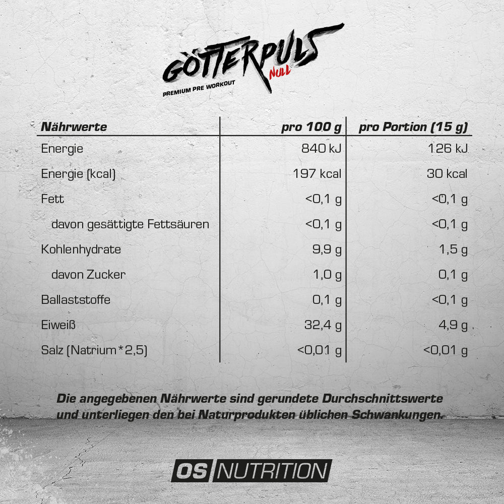 Götterpuls NULL - Premium Pre Workout (koffeinfrei)
