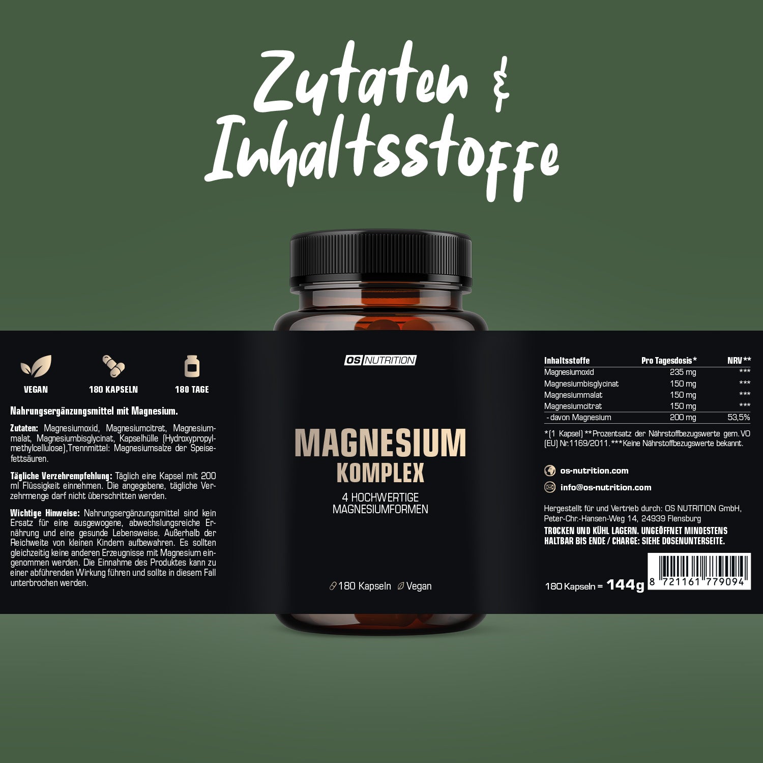 Premium Magnesium Komplex (4 Formen) 180 Kapseln
