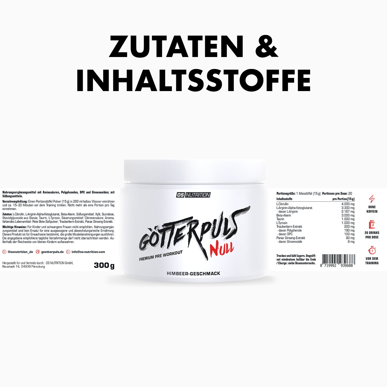 Götterpuls NULL - Premium Pre Workout (koffeinfrei)