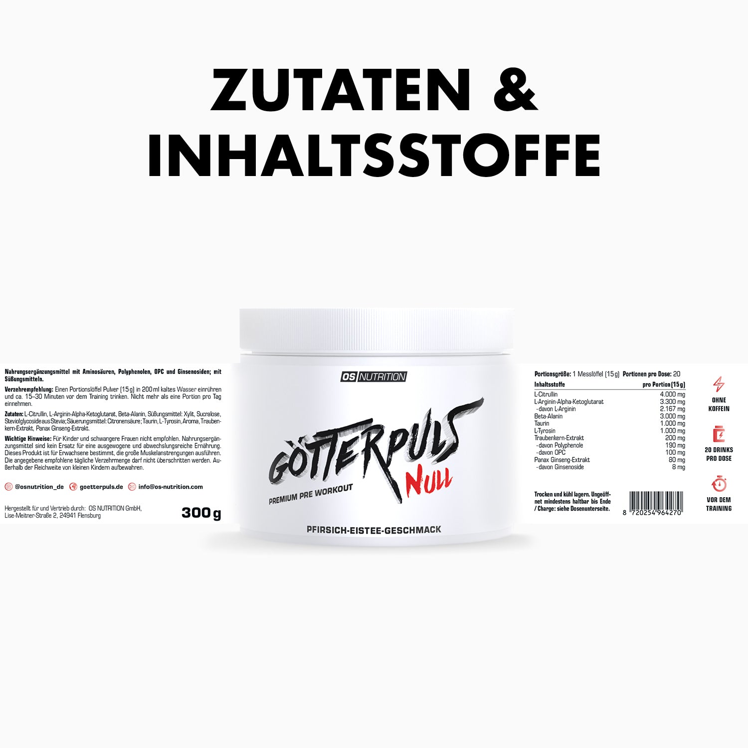 Götterpuls NULL - Premium Pre Workout (koffeinfrei)