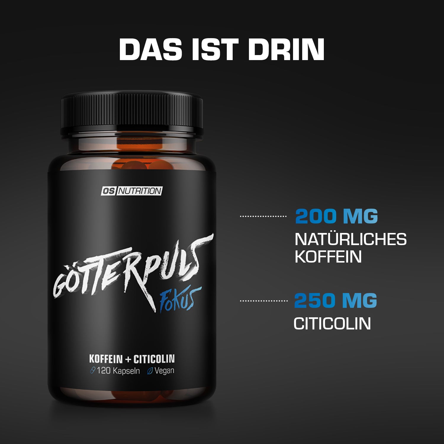 Götterpuls Fokus (Koffein + Citicolin) 120 Kapseln