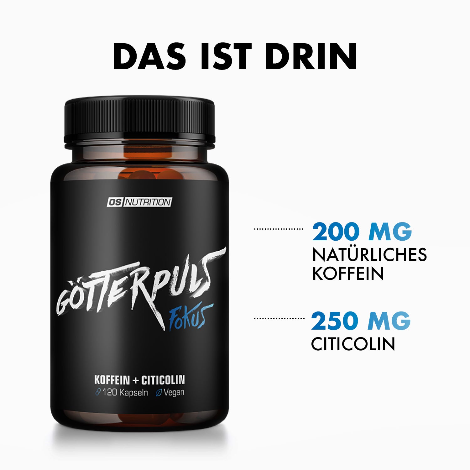 Götterpuls Fokus (Koffein + Citicolin) 120 Kapseln