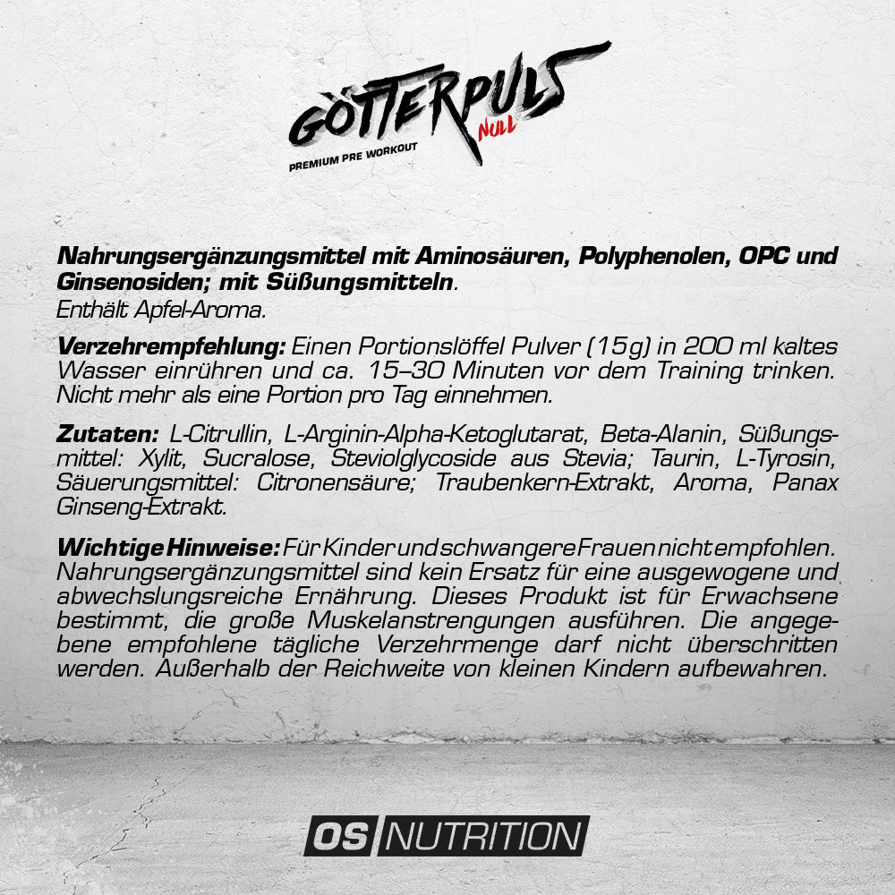 Götterpuls NULL - Premium Pre Workout (koffeinfrei)