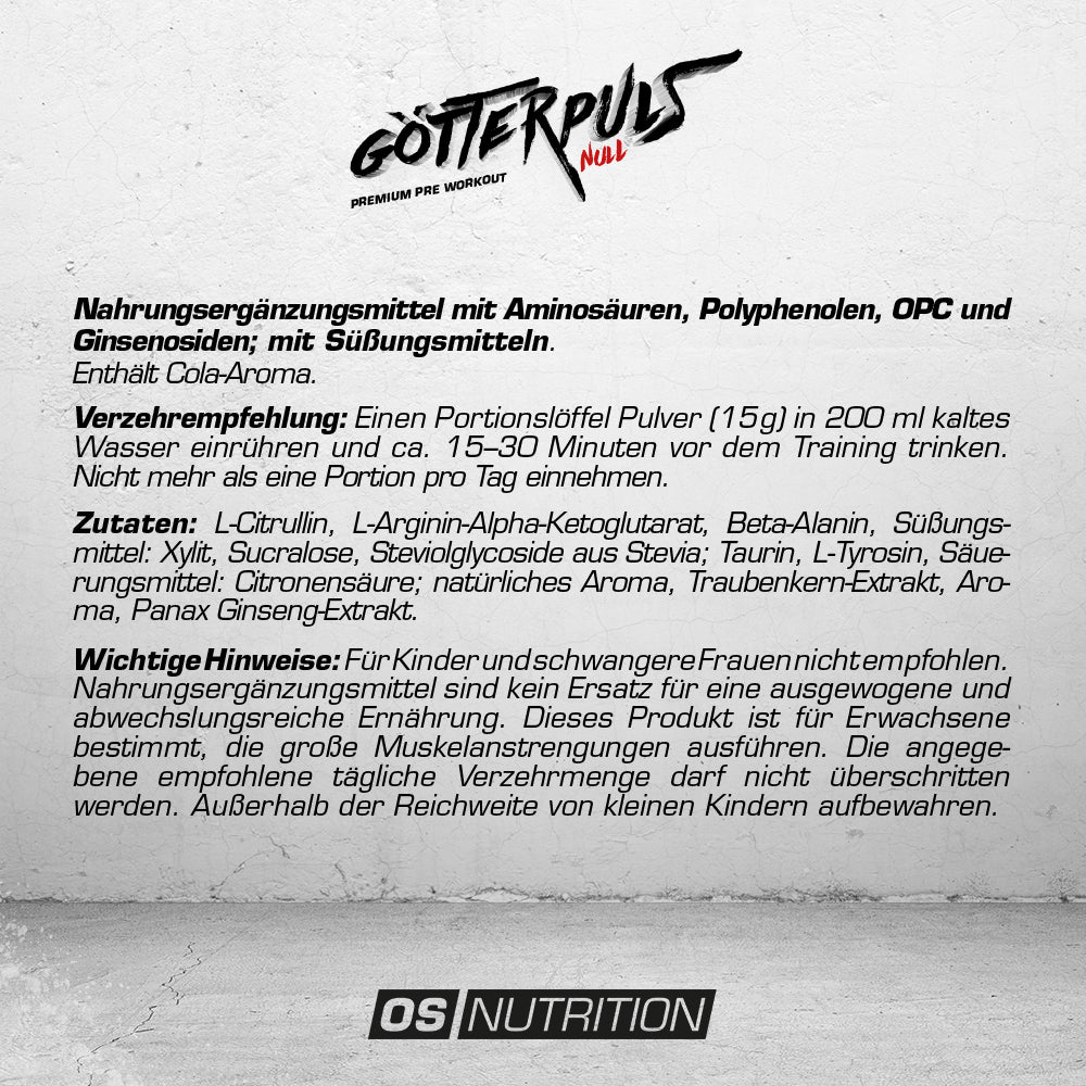 Götterpuls NULL - Premium Pre Workout (koffeinfrei)