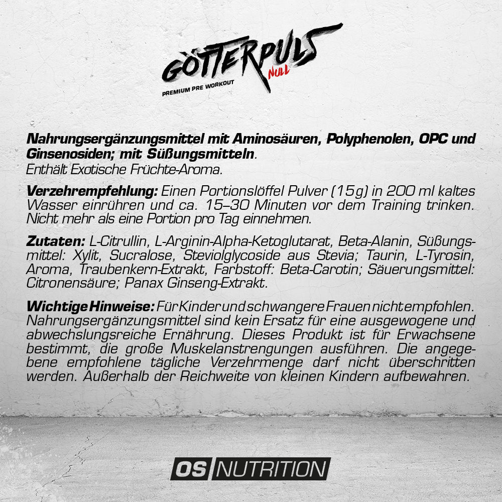 Götterpuls NULL - Premium Pre Workout (koffeinfrei)