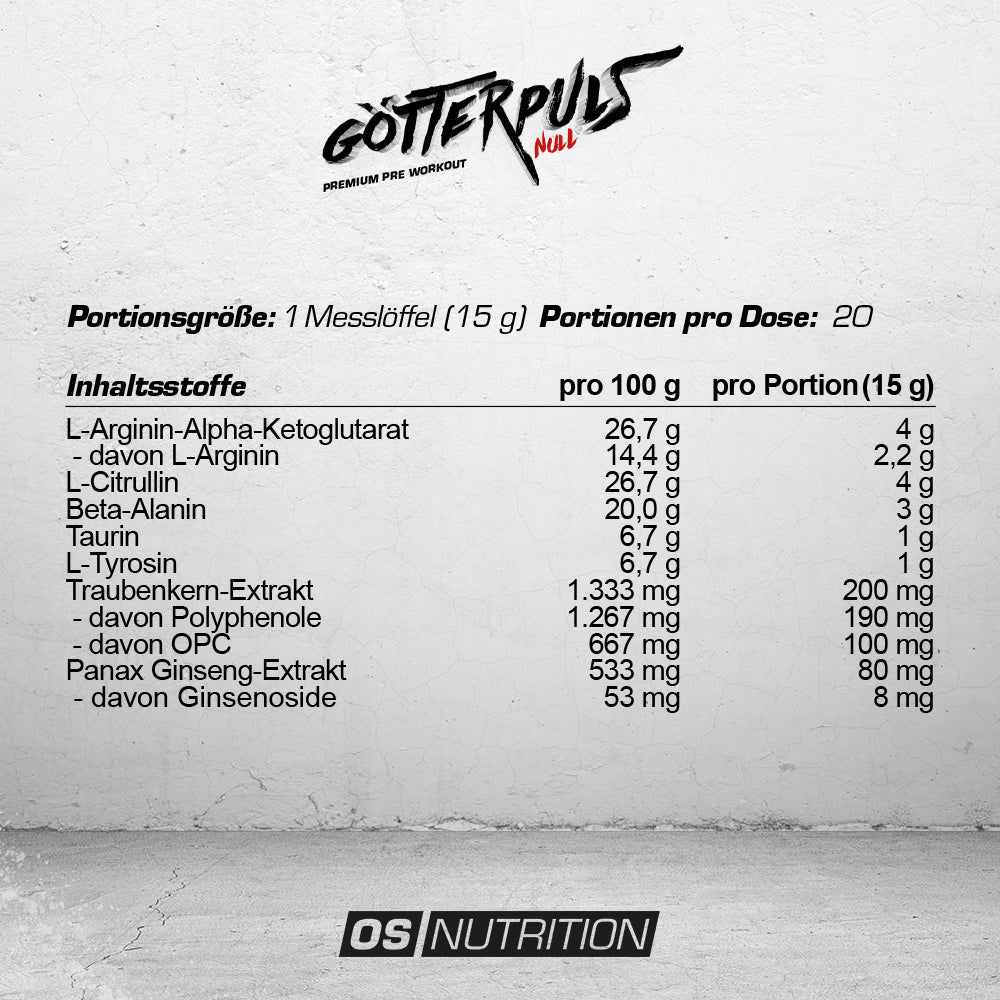 Götterpuls NULL - Premium Pre Workout (koffeinfrei)