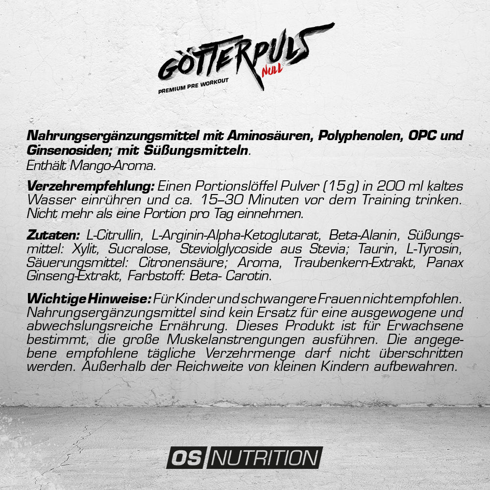 Götterpuls NULL - Premium Pre Workout (koffeinfrei)
