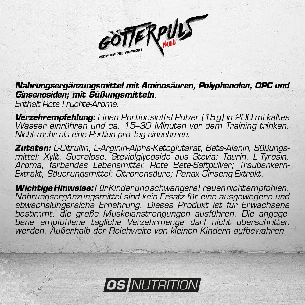 Götterpuls NULL - Premium Pre Workout (koffeinfrei)