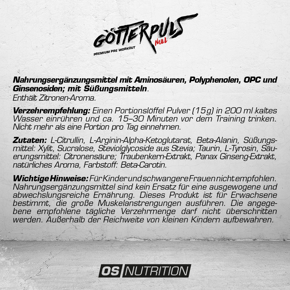 Götterpuls NULL - Premium Pre Workout (koffeinfrei)