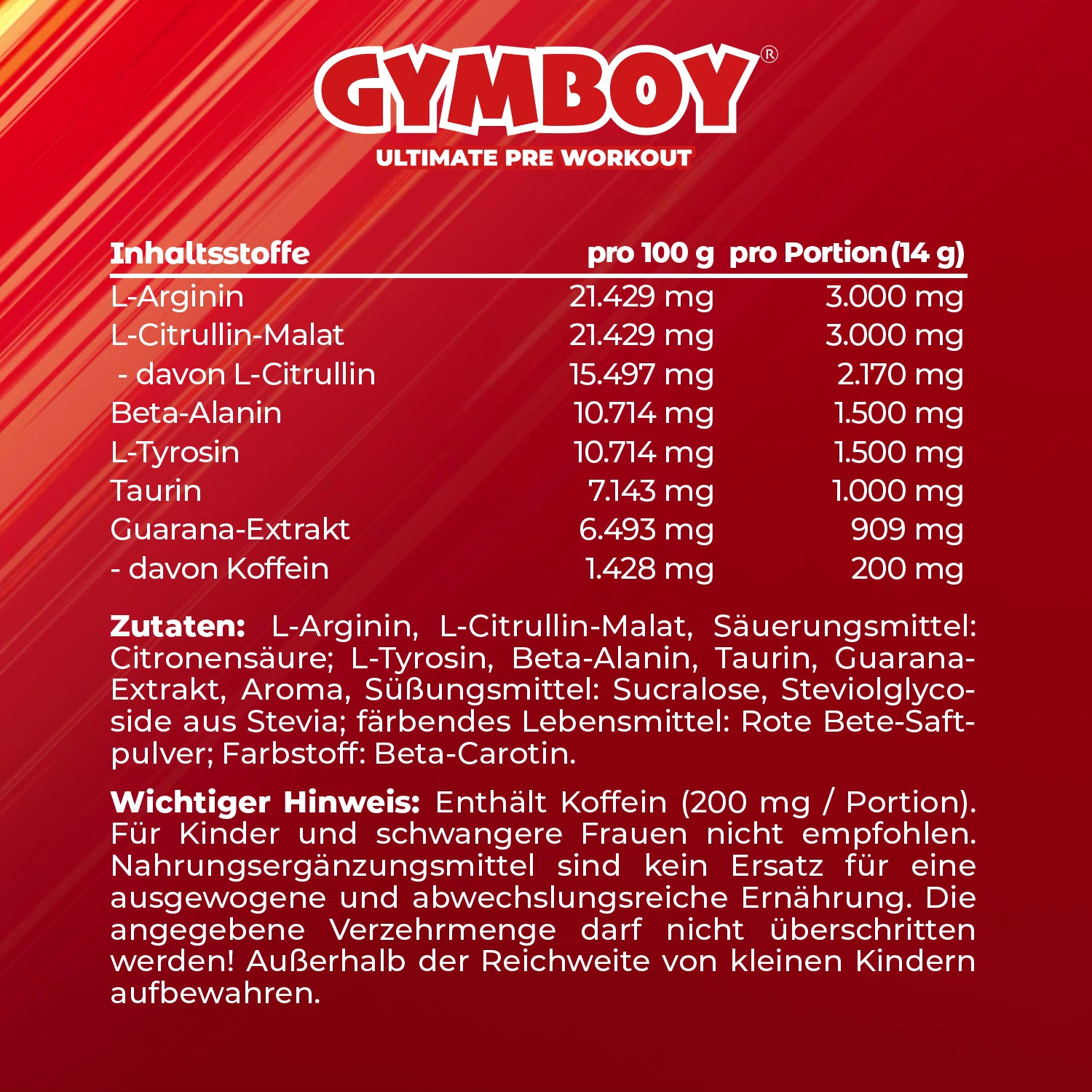 GYMBOY® – Pre Workout Power Peach Edition 392 g