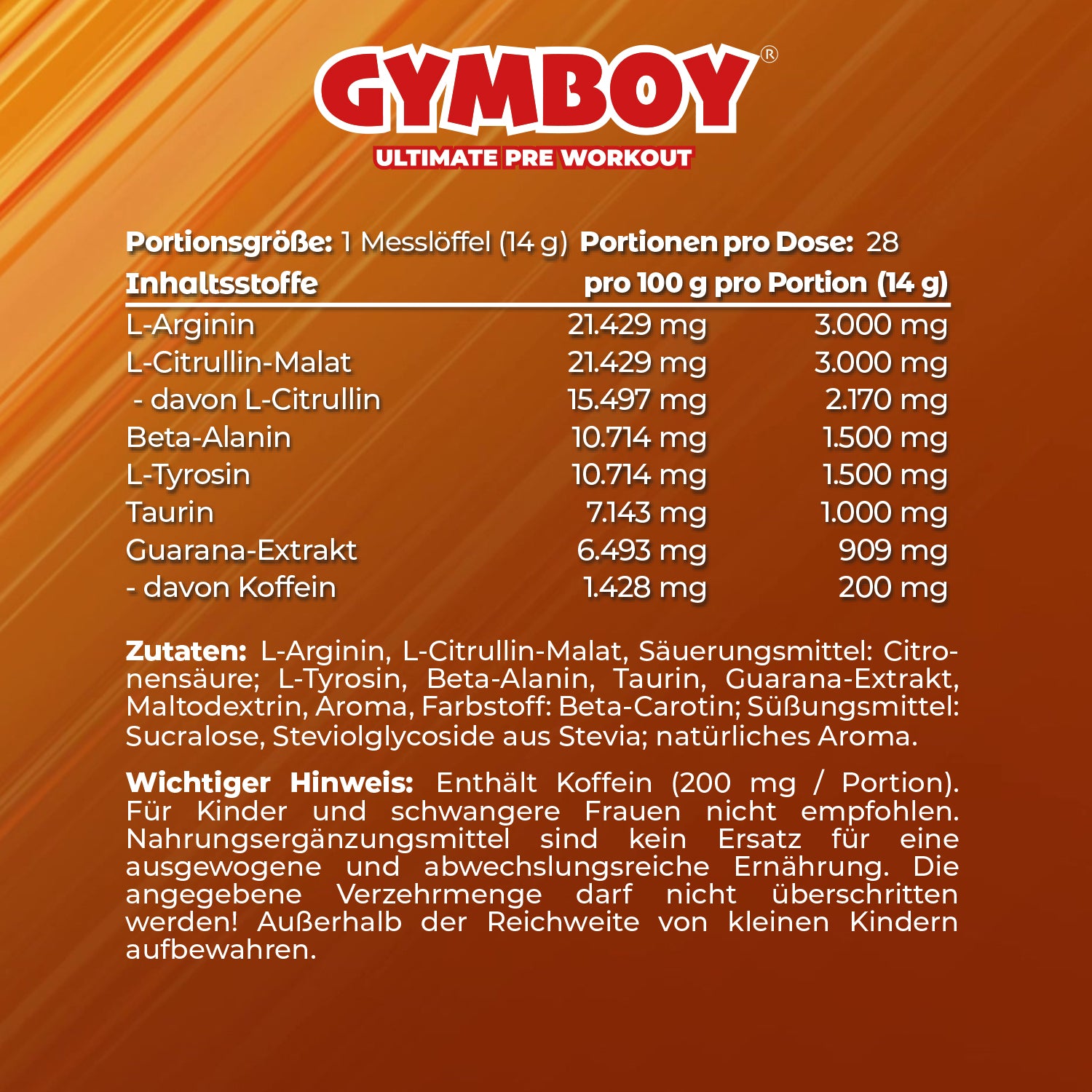 GYMBOY® – Pre Workout Rising Sun Edition 392 g