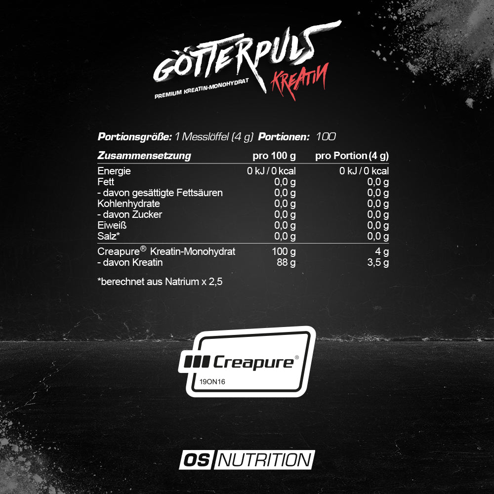 Götterpuls® Kreatin - Premium Kreatin-Monohydrat (Creapure®) 400 g