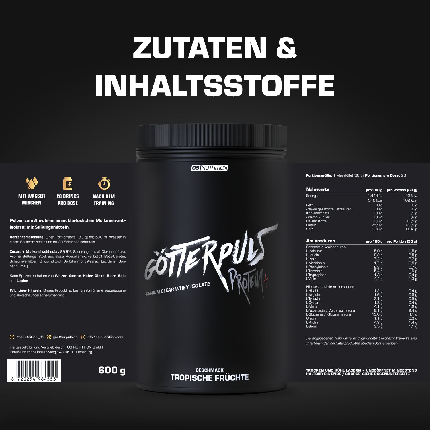 Götterpuls® Protein+ – Premium Clear Whey Isolate 600 g