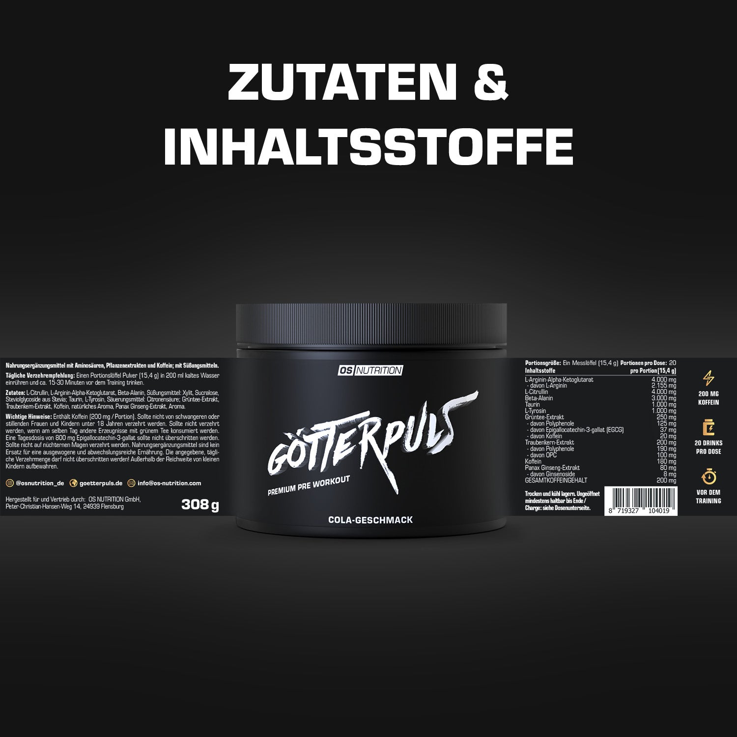 Götterpuls® - Premium Pre Workout 308 g