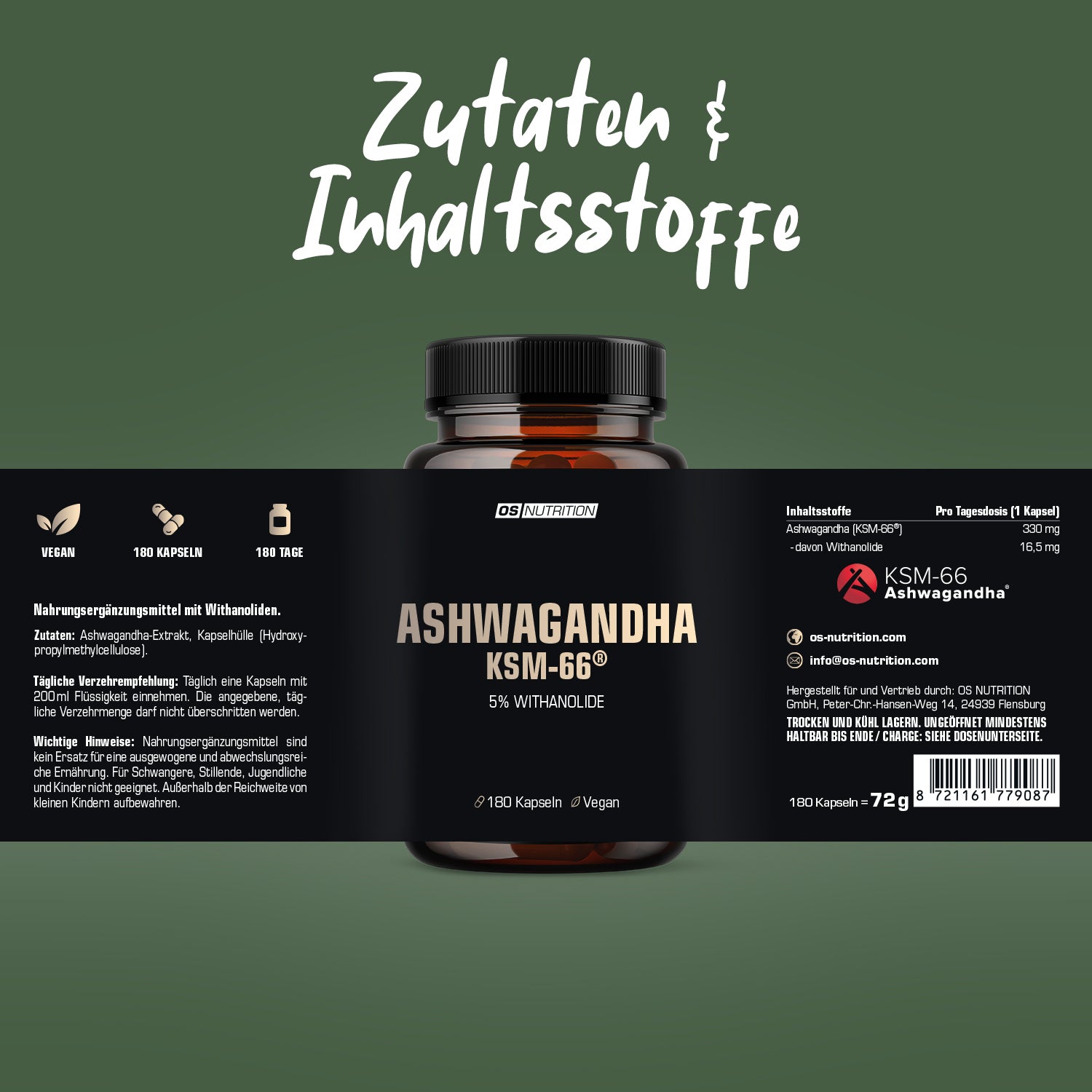 Premium Ashwagandha (KSM-66®) 180 Kapseln