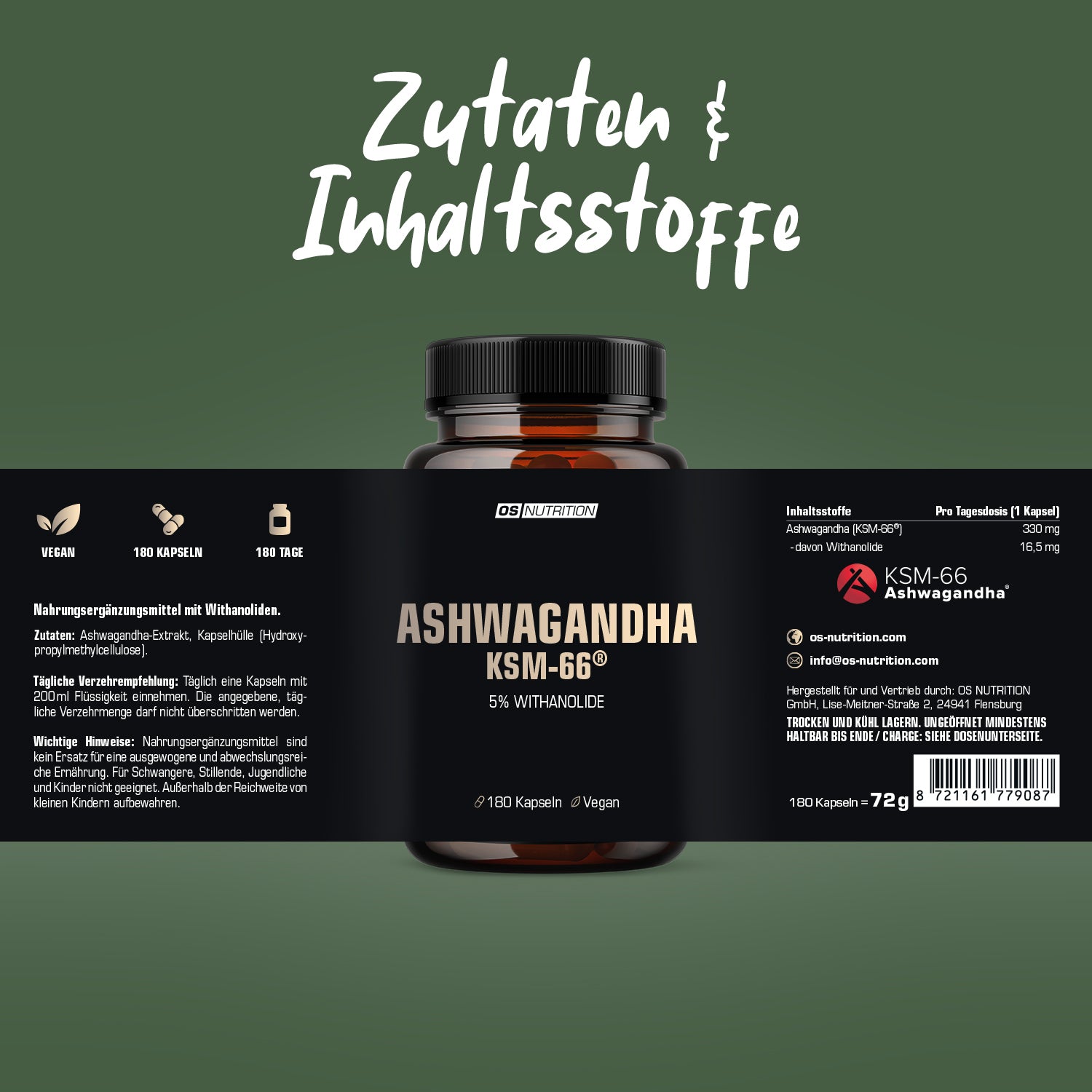 Premium Ashwagandha (KSM-66®) 180 Kapseln