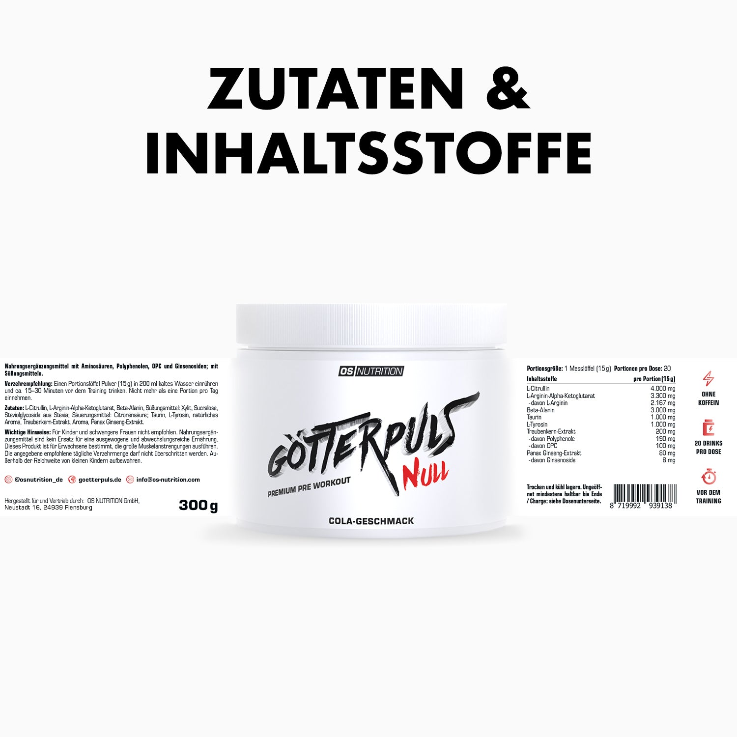 Götterpuls NULL - Premium Pre Workout (koffeinfrei)