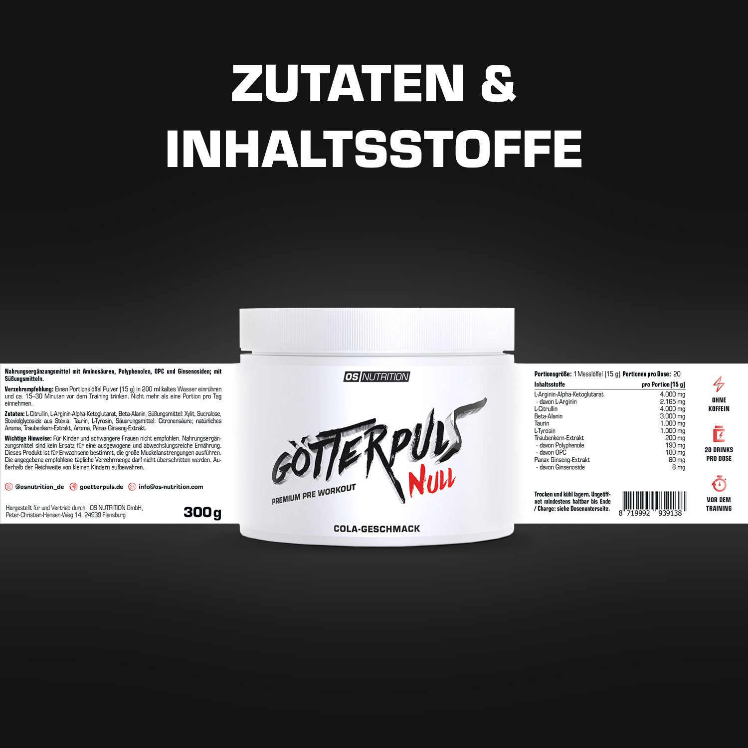 Götterpuls NULL - Premium Pre Workout (koffeinfrei)