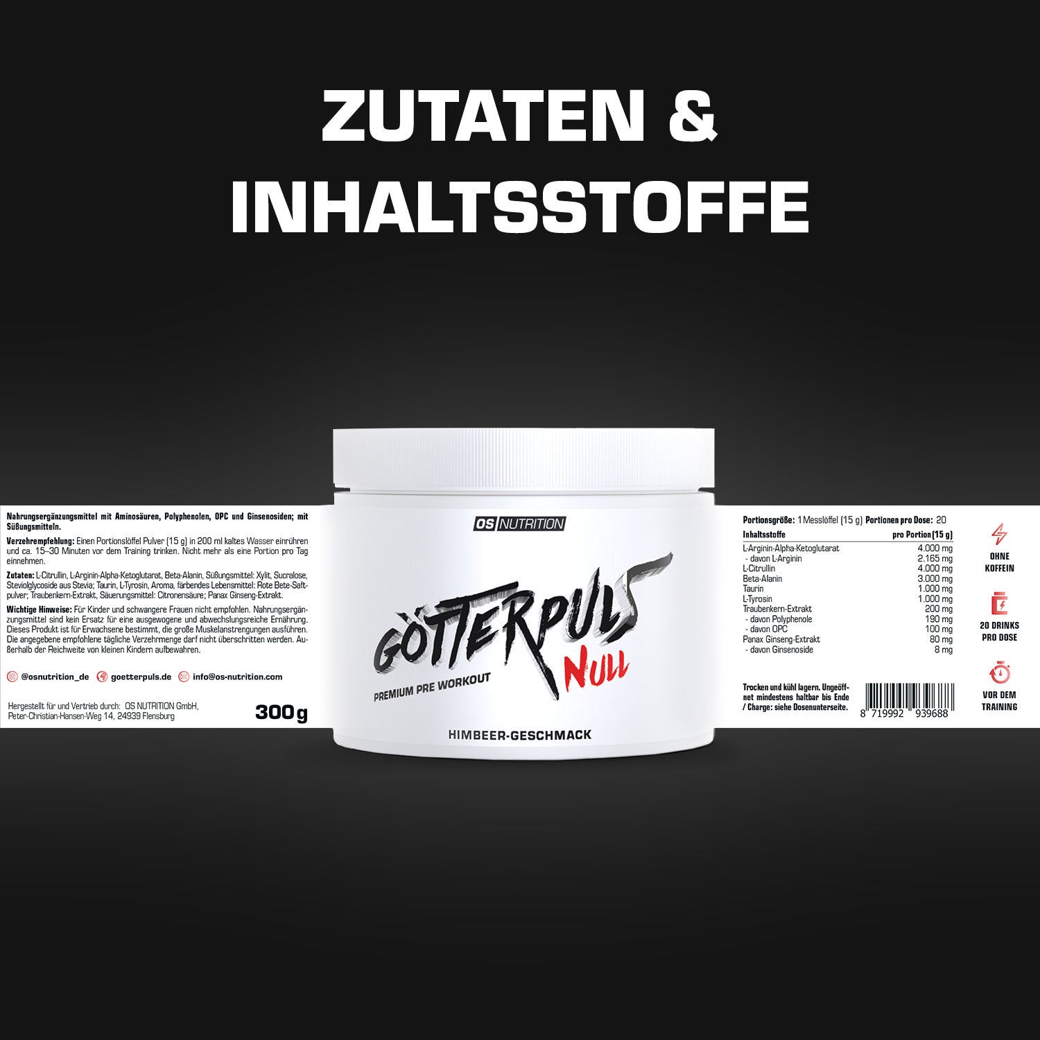 Götterpuls NULL - Premium Pre Workout (koffeinfrei)