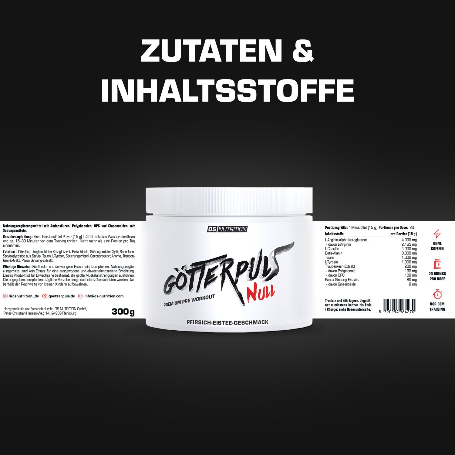 Götterpuls NULL - Premium Pre Workout (koffeinfrei)