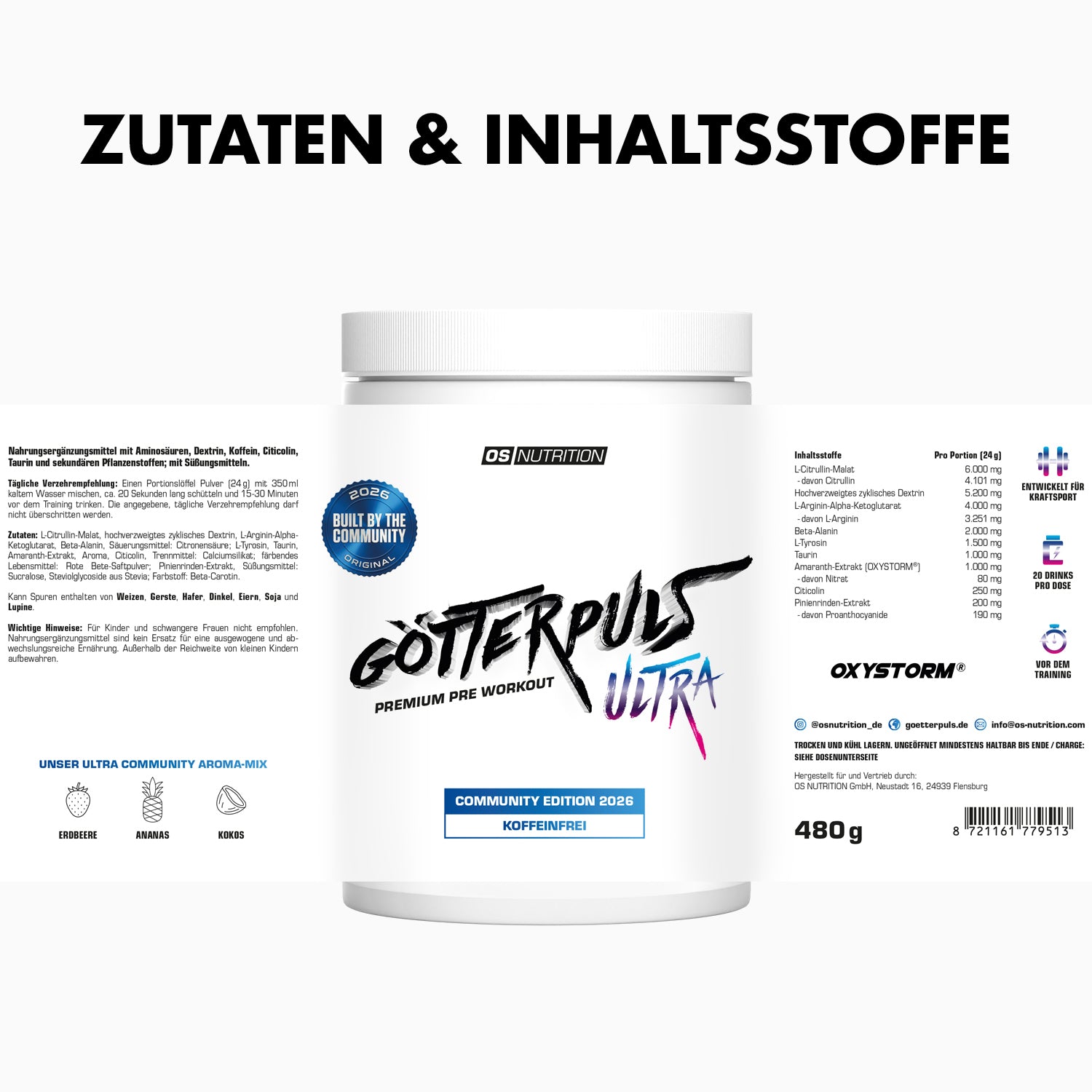 Götterpuls ULTRA Community Edition 2026 - Pre Workout (koffeinfrei)