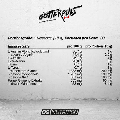 Götterpuls® NULL - Premium Pre Workout (koffeinfrei) 300 g - OS NUTRITION